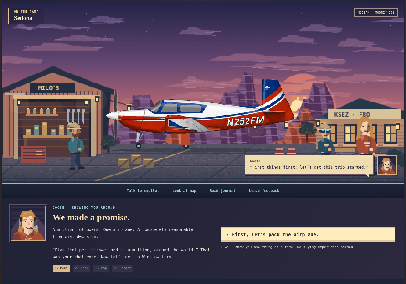 Around the World game screenshot with N252FM on the ramp